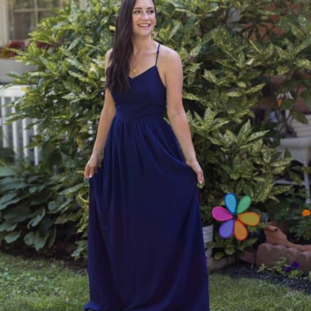 Adelyn Rae Dark Blue Dress XS (petite-friendly for 5’2”-5’4”)